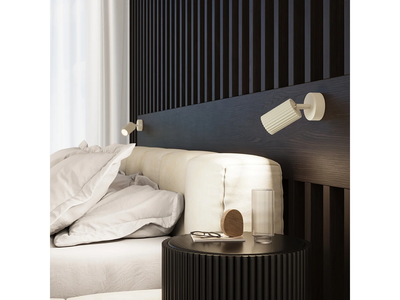 Wandlamp KARBON minimalistisch van  - 1 lichtbronnen - L.8 x H.16 cm - beige