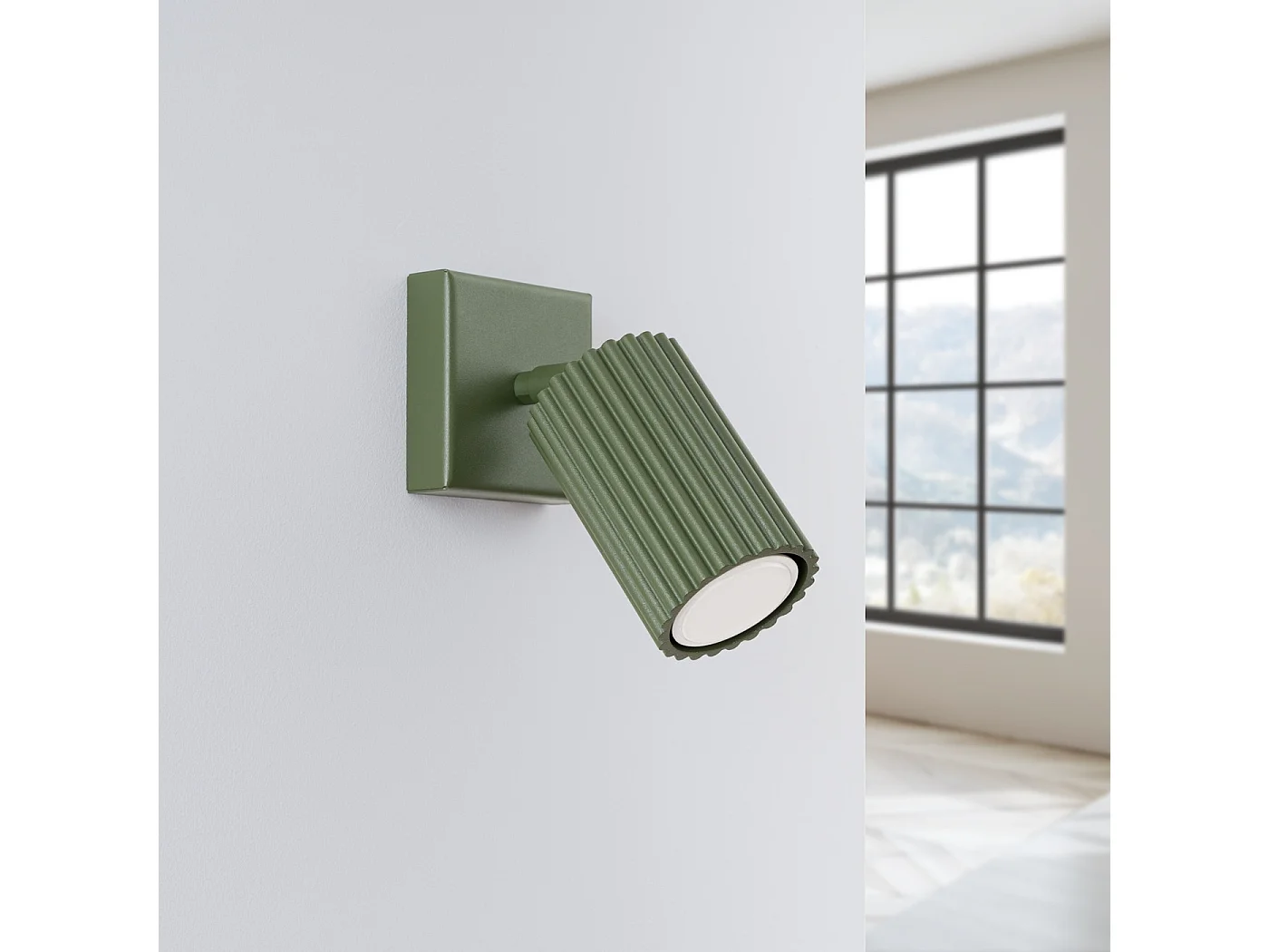 Lampa ścienna minimalistyczny KARBON, aluminium - 1 źródło - L.8 x H.8 cm - zielony oliwkowy