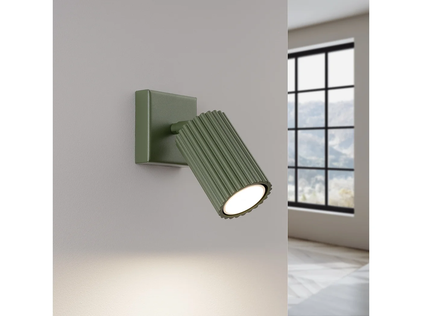Lampa ścienna minimalistyczny KARBON, aluminium - 1 źródło - L.8 x H.8 cm - zielony oliwkowy