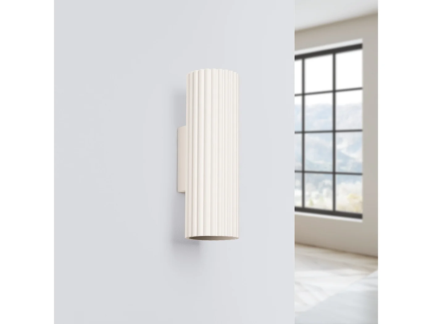 Wandlamp KARBON minimalistisch van  - 2 lichtbronnen - L.6,5 x H.20 cm - beige