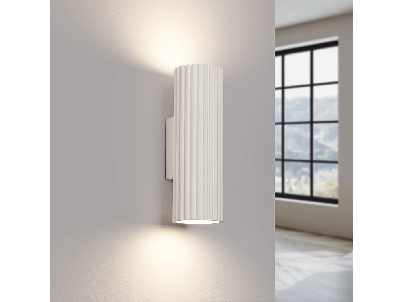 Wandlamp KARBON minimalistisch van  - 2 lichtbronnen - L.6,5 x H.20 cm - beige