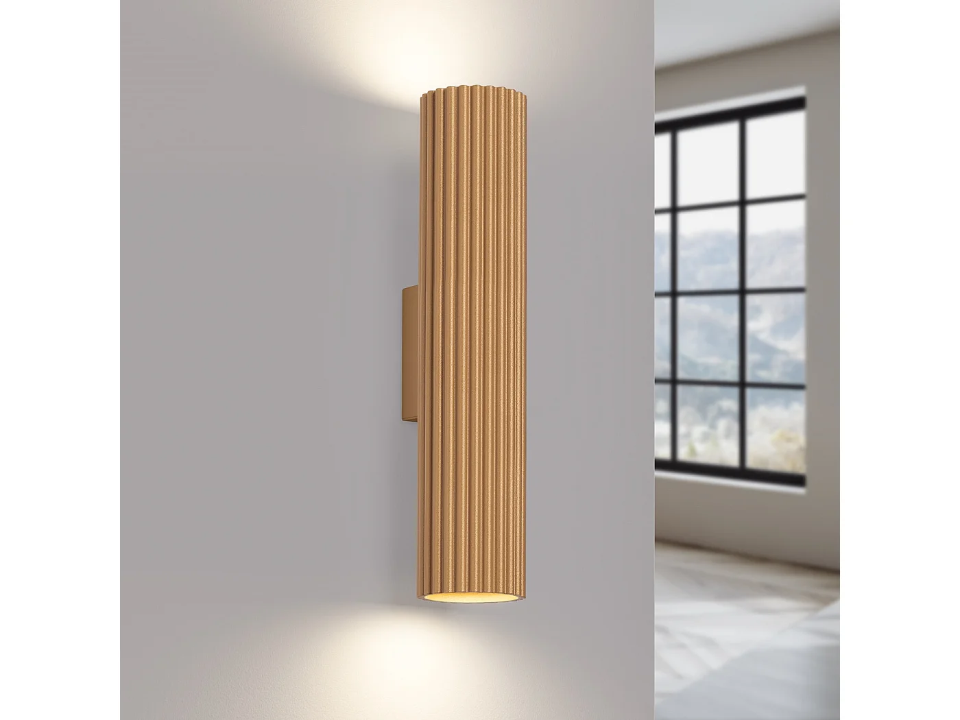 Wandlamp KARBON minimalistisch van  - 2 lichtbronnen - L.6,5 x H.30 cm - gouden