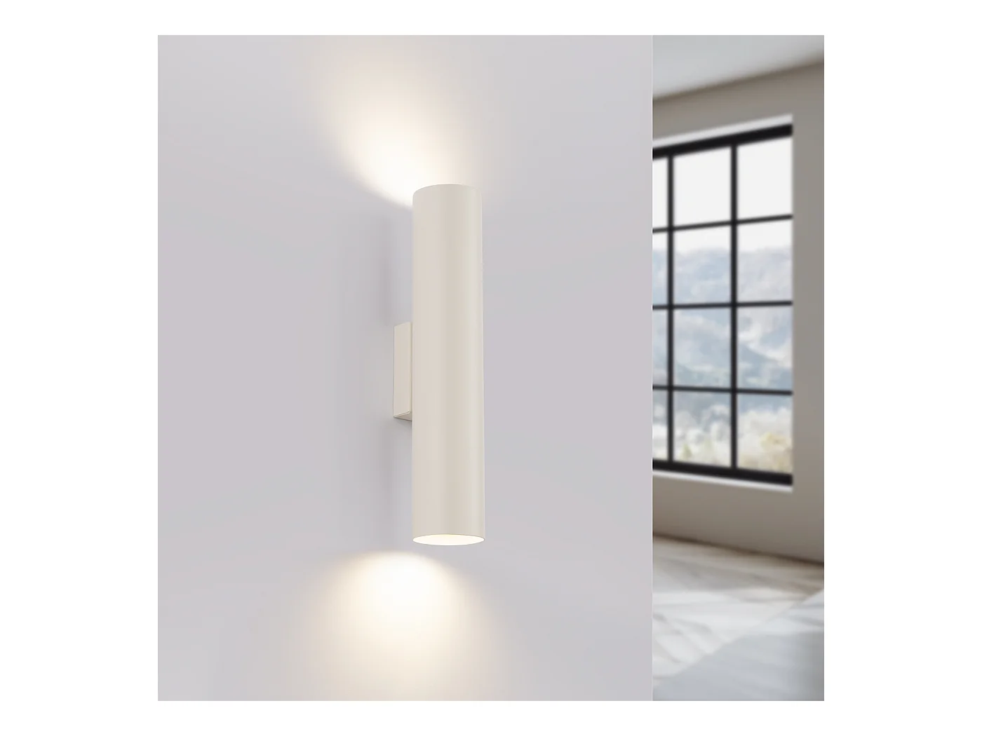 Lámpara De Pared Lagos Desván De Acero - 2 Fuentes Luminosas - L.6 X A.30 Cm - Beige