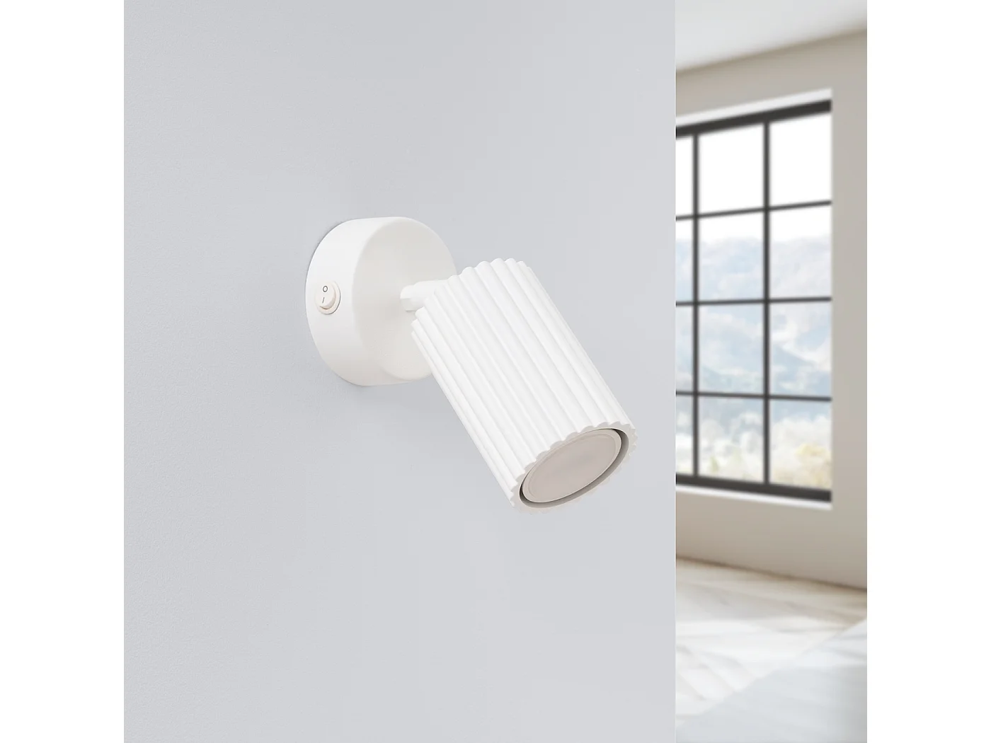 Luminária De Parede Karbon Minimalista, Alumínio - 1 Lichtbronnen - L.8 X H.16 Cm - Branco