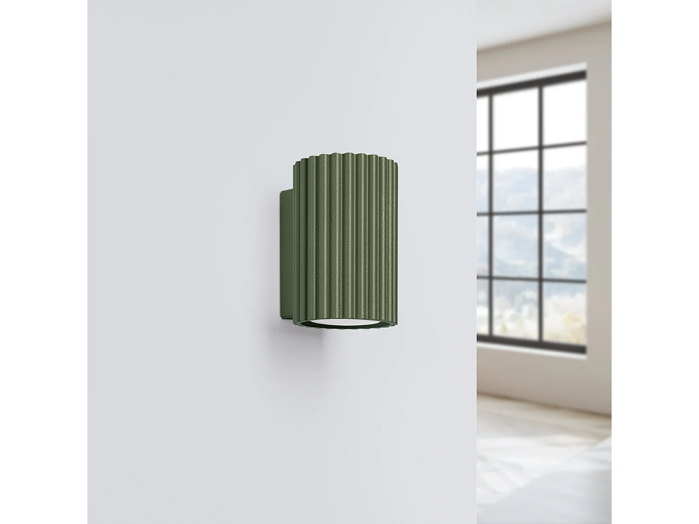 Lampada da parete KARBON minimalista di alluminio - 1 sorgenti luminose - L.6,5 x A.10 cm - verde oliva