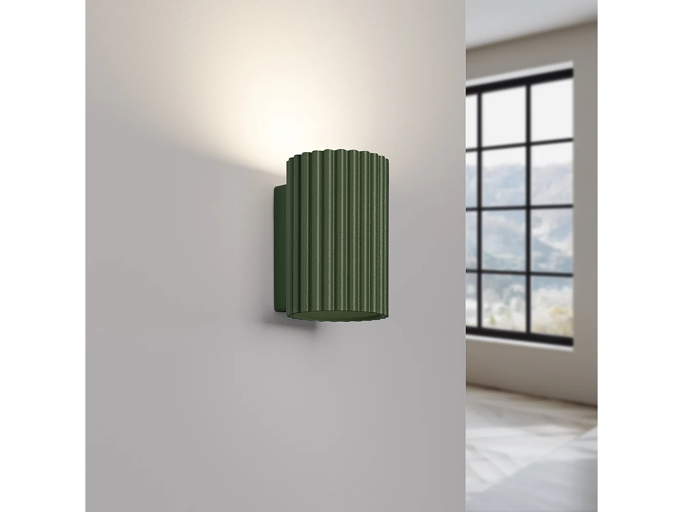 Lampada da parete KARBON minimalista di alluminio - 1 sorgenti luminose - L.6,5 x A.10 cm - verde oliva