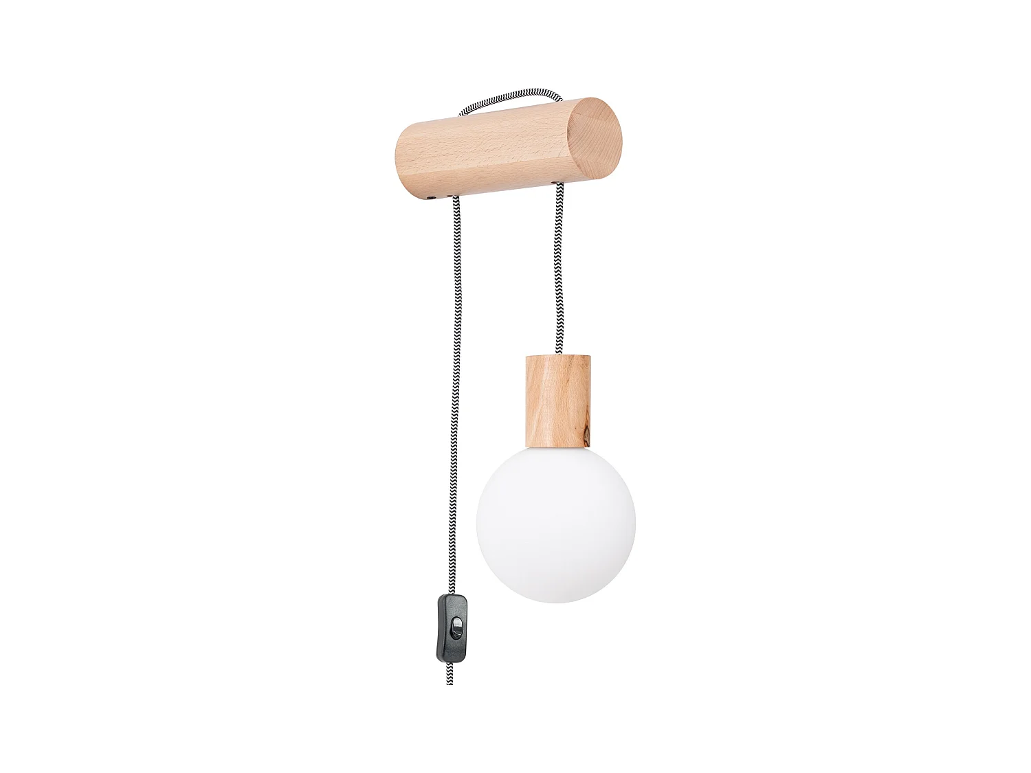 Applique Nimbi Grenier En Bois/Verre - 1 Sources Lumineuses - L.6 X H.67 Cm - Bois Naturel/Blanc/Noir