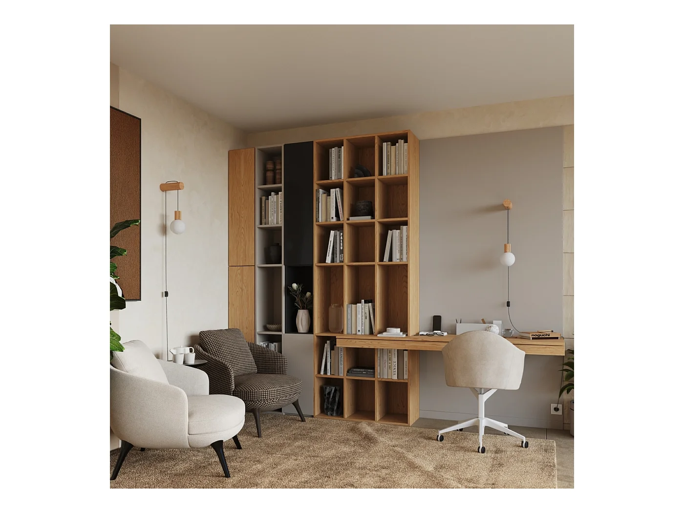 Applique Nimbi Grenier En Bois/Verre - 1 Sources Lumineuses - L.6 X H.67 Cm - Bois Naturel/Blanc/Noir