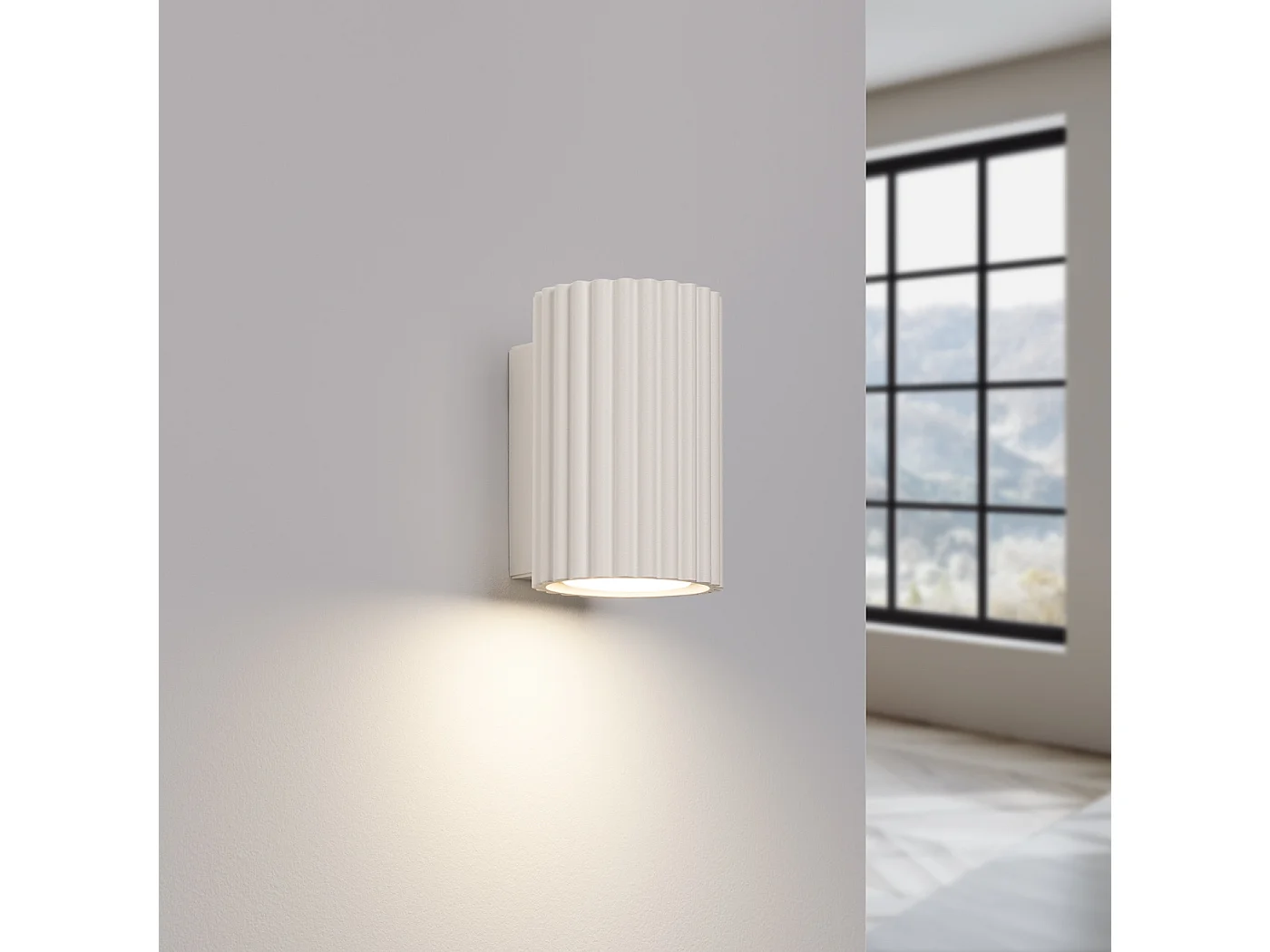 Wandleuchte KARBON minimalistisch aus  Aluminium - 1 lichtquellen - L.6,5 x H. cm - Beige