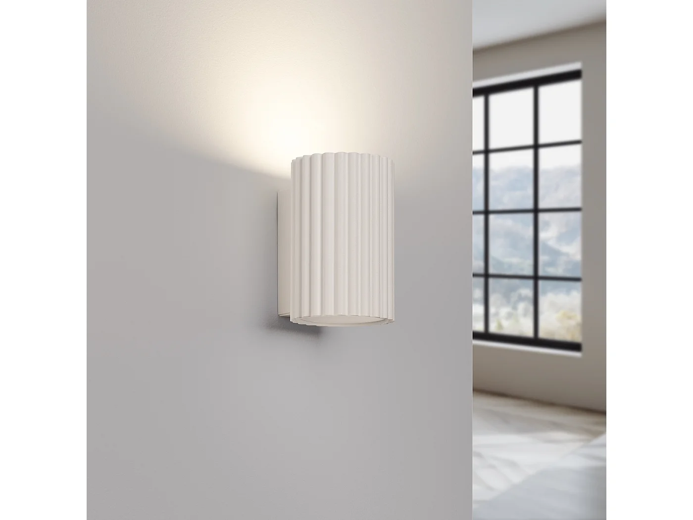 Wandleuchte KARBON minimalistisch aus  Aluminium - 1 lichtquellen - L.6,5 x H. cm - Beige