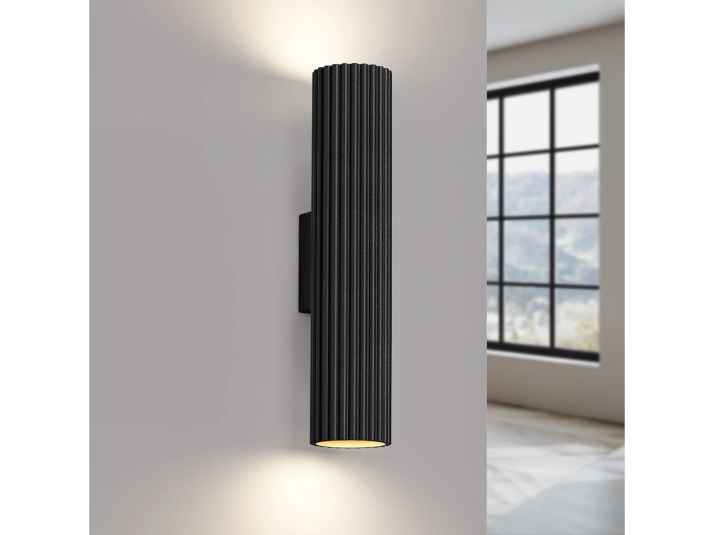 Wandlamp KARBON minimalistisch van  - 2 lichtbronnen - L.6,5 x H.30 cm - zwart