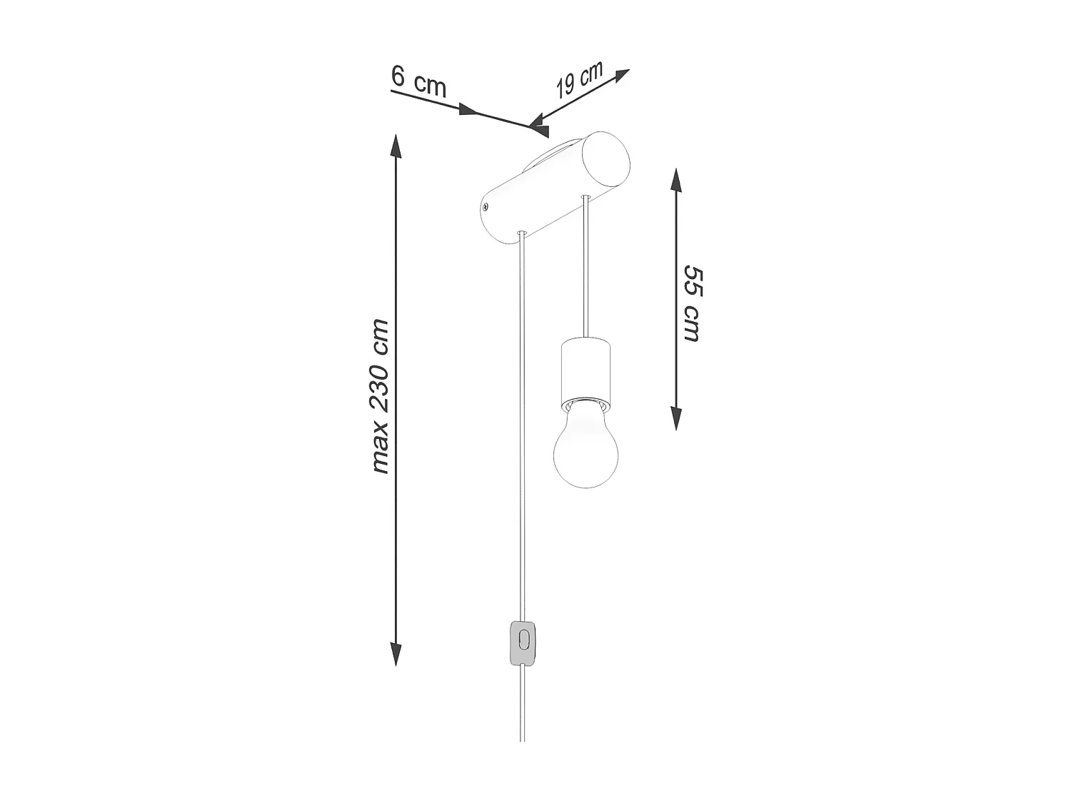 Lampa Ścienna Loft Nimbi, Drewno - 1 Źródło - L.6 X H.55 Cm - Naturalne Drewno/Biały/Czarny