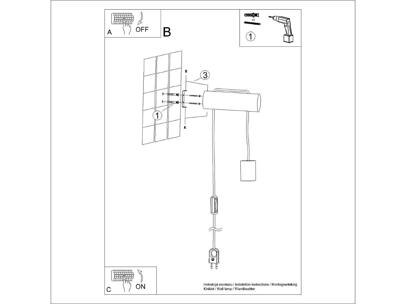Lampa Ścienna Loft Nimbi, Drewno - 1 Źródło - L.6 X H.55 Cm - Naturalne Drewno/Biały/Czarny