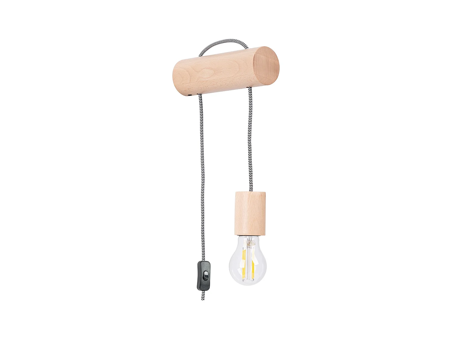 Applique Nimbi Grenier En Bois - 1 Sources Lumineuses - L.6 X H.55 Cm - Bois Naturel/Blanc/Noir