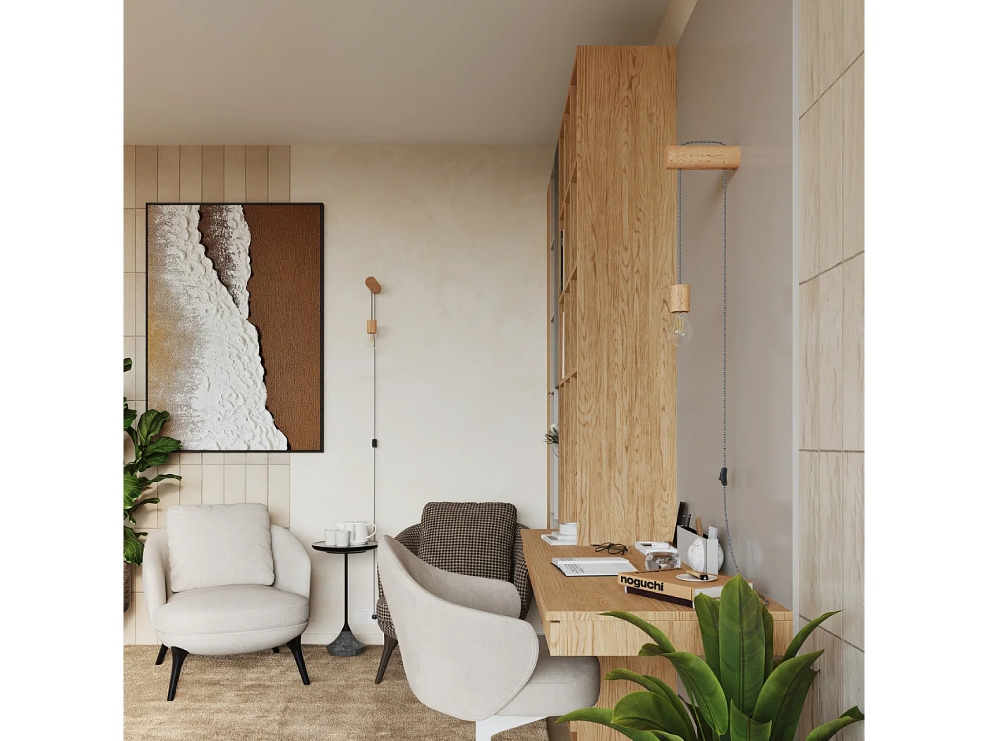 Applique Nimbi Grenier En Bois - 1 Sources Lumineuses - L.6 X H.55 Cm - Bois Naturel/Blanc/Noir