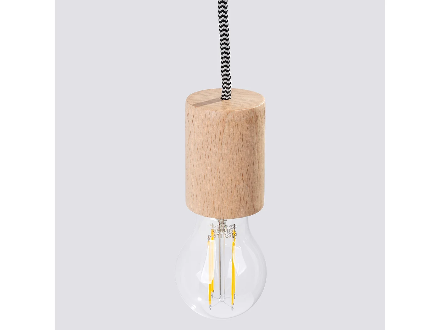 Wandlamp NIMBI zolder van  - 1 lichtbronnen - L.6 x H.55 cm - natuurlijk hout/wit/zwart