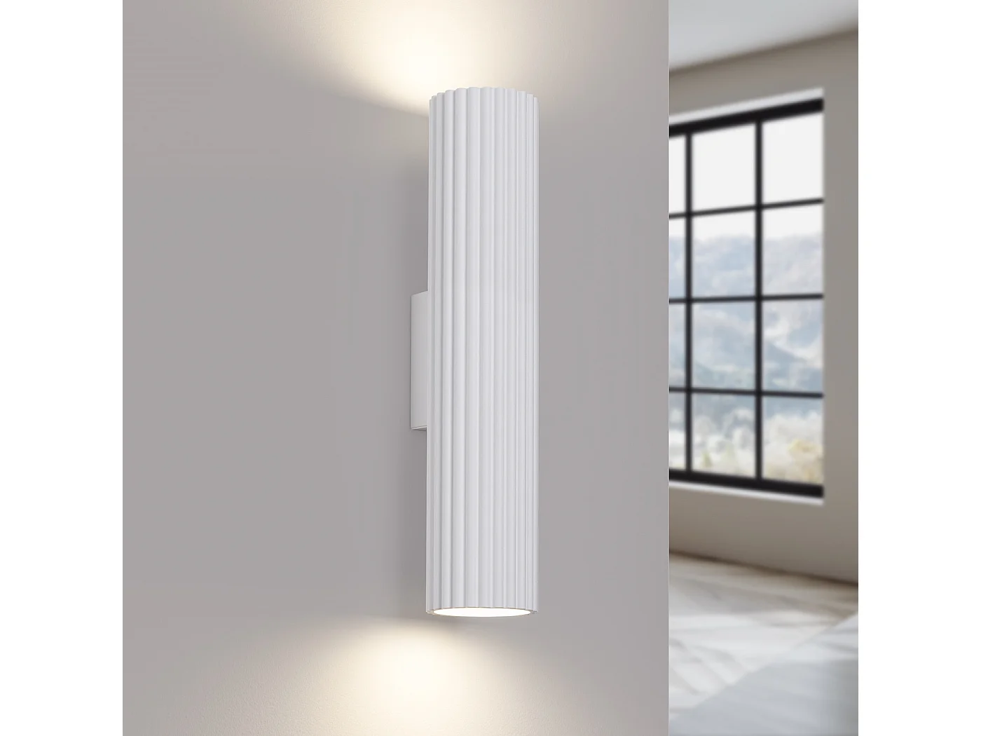 Wandlamp KARBON minimalistisch van  - 2 lichtbronnen - L.6,5 x H.30 cm - wit