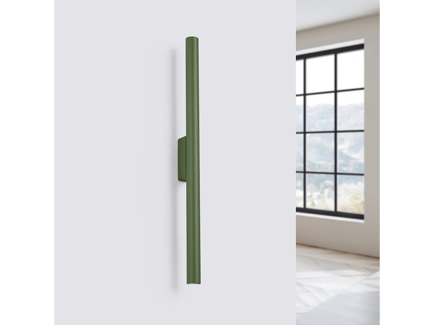Applique Pastelo Moderne En Acier - 2 Sources Lumineuses - L.2,5 X H.50 Cm - Vert Olive