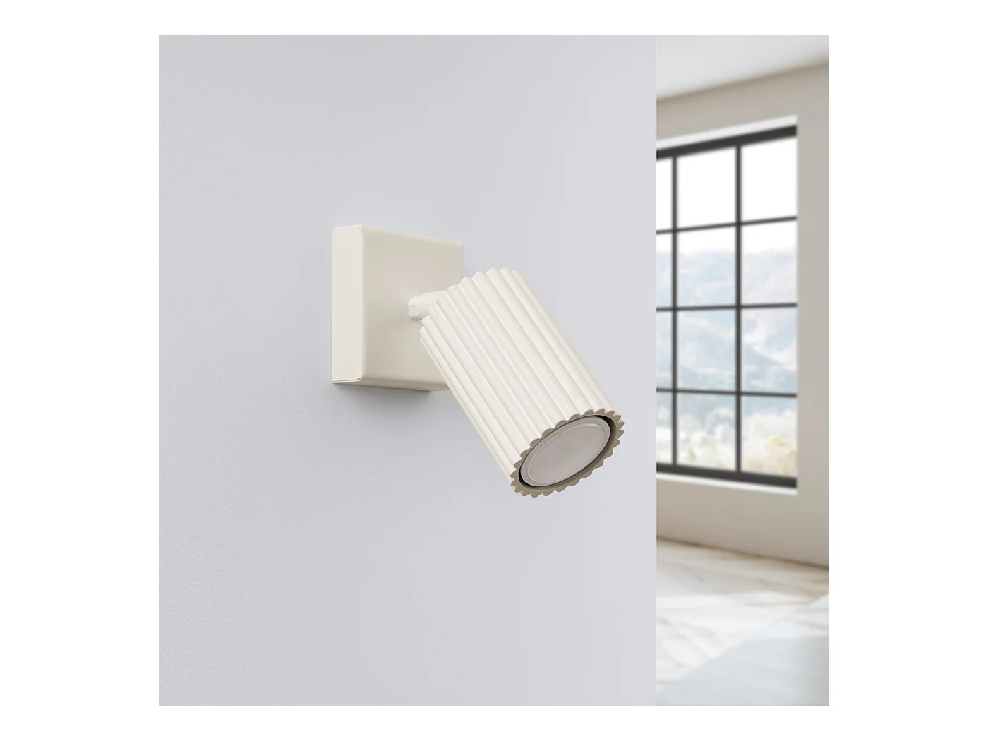 Lámpara De Pared Karbon Minimalista De Aluminio - 1 Fuentes Luminosas - L.8 X A.8 Cm - Beige