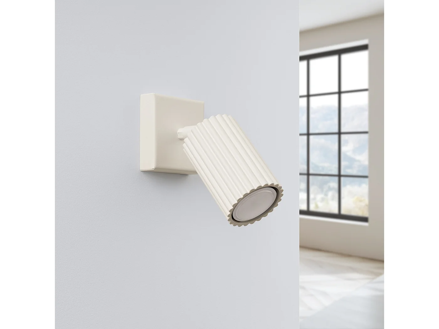 Wandlamp KARBON minimalistisch van  - 1 lichtbronnen - L.8 x H.8 cm - beige