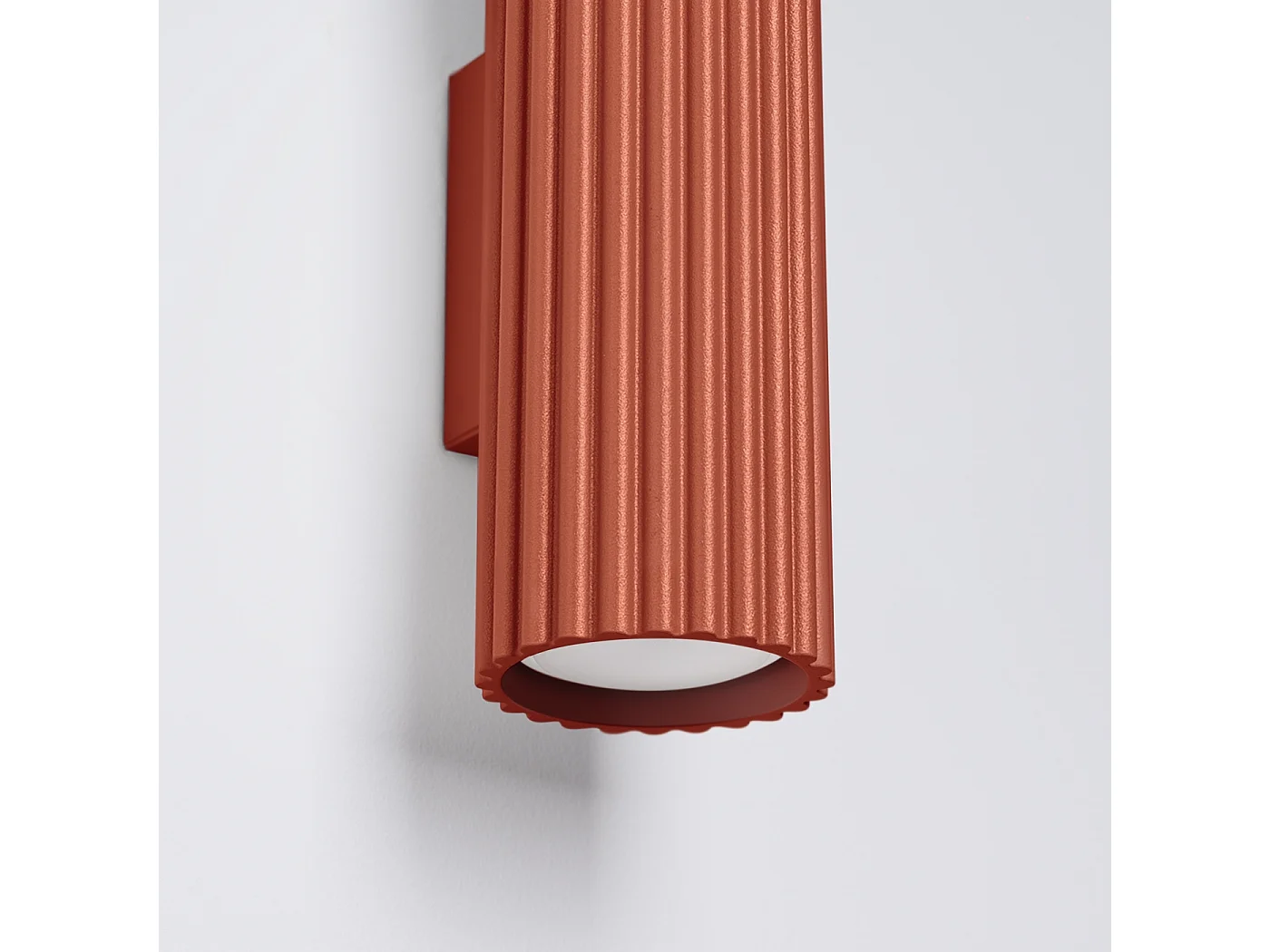 Lámpara De Pared Karbon Minimalista De Aluminio - 2 Fuentes Luminosas - L.6,5 X A.30 Cm - Ocre Rojo