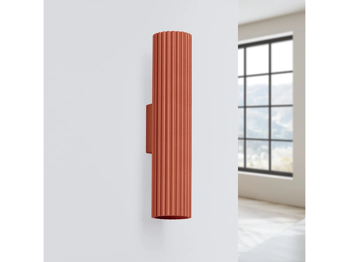 Wandlamp KARBON minimalistisch van  - 2 lichtbronnen - L.6,5 x H.30 cm - rode oker