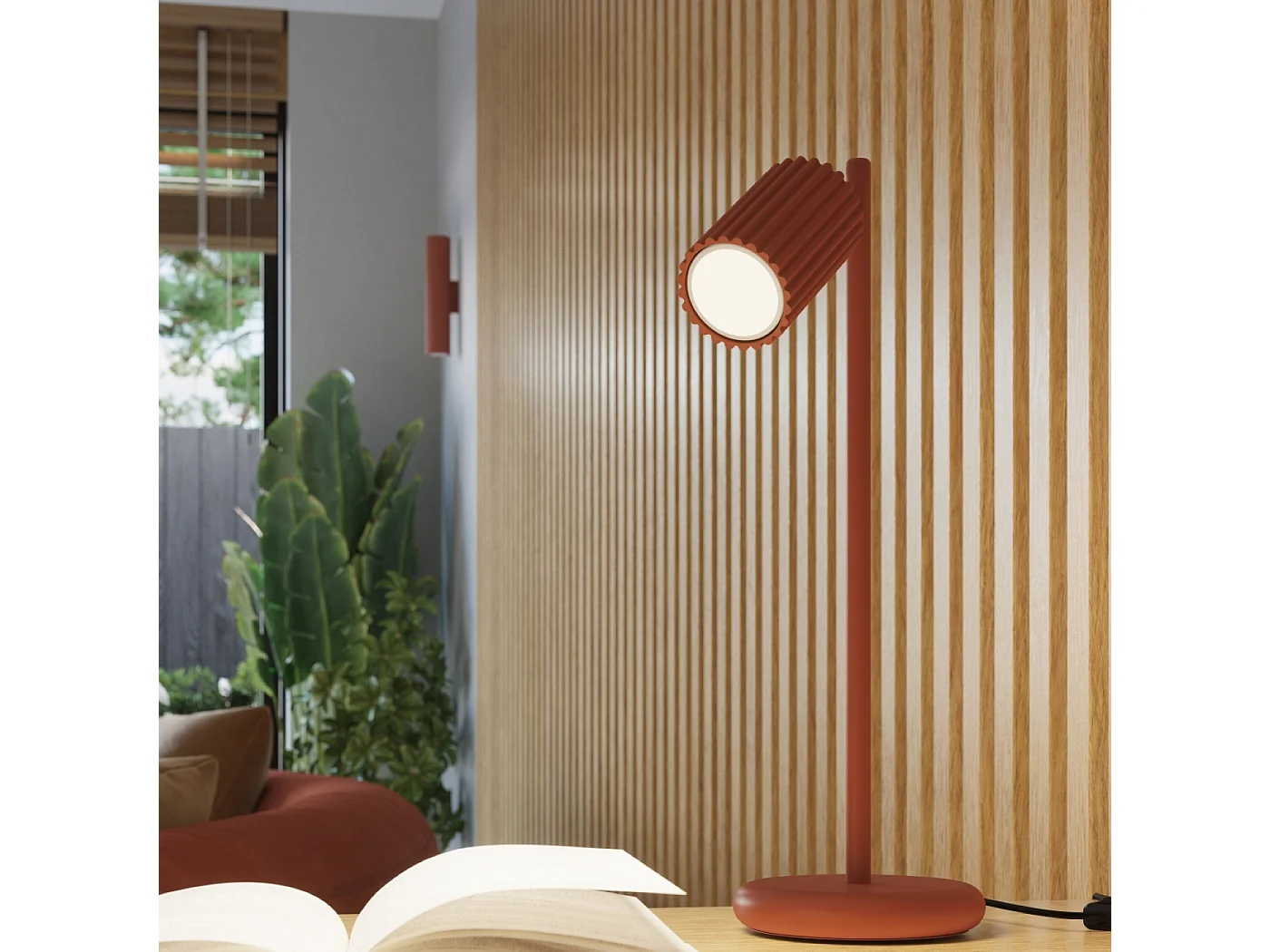 Wandlamp KARBON minimalistisch van  - 2 lichtbronnen - L.6,5 x H.20 cm - rode oker