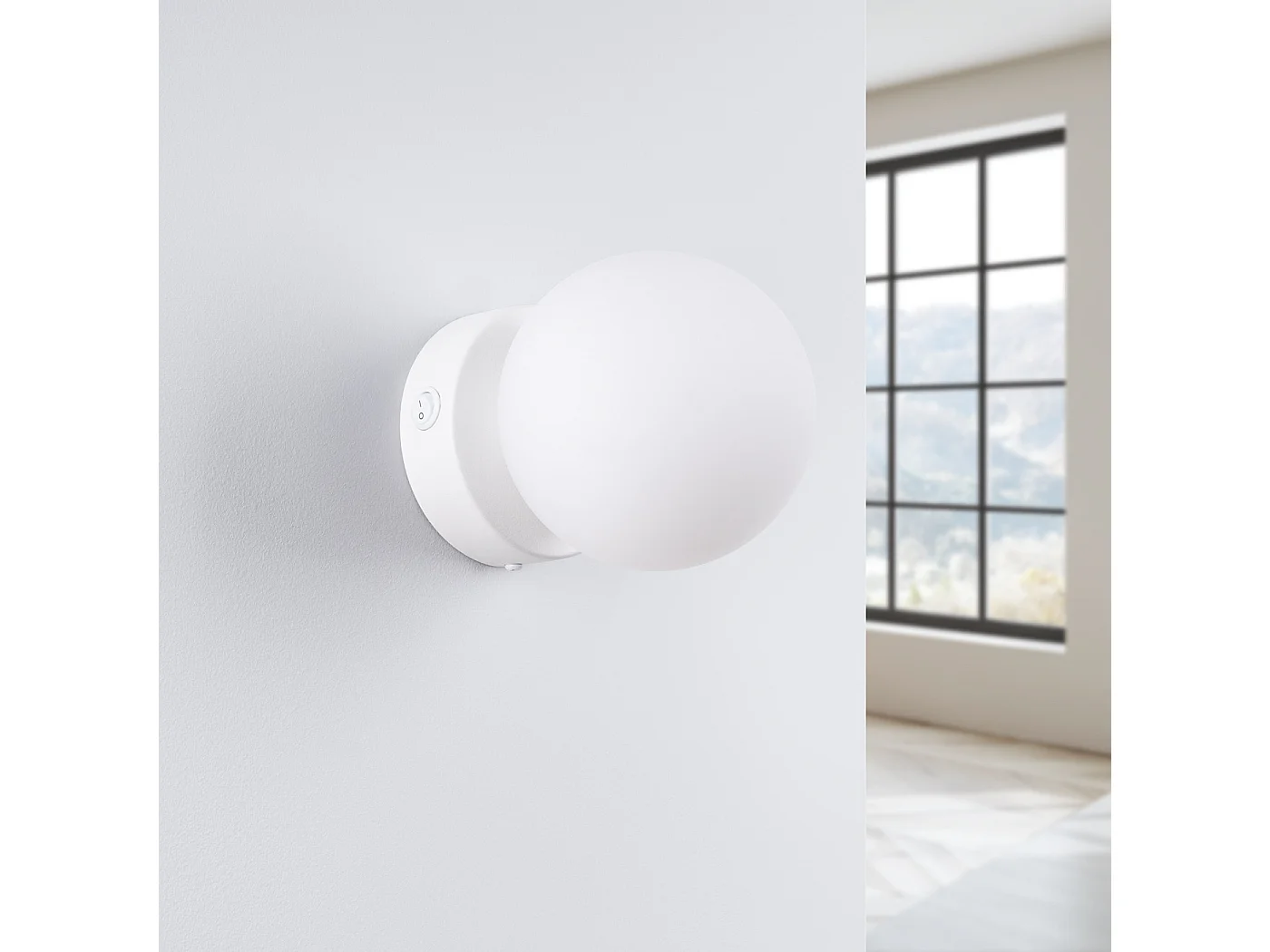 Luminária de parede YOLI moderno, aço/vidro - 1 lichtbronnen - L.12 x H.12 cm - branco