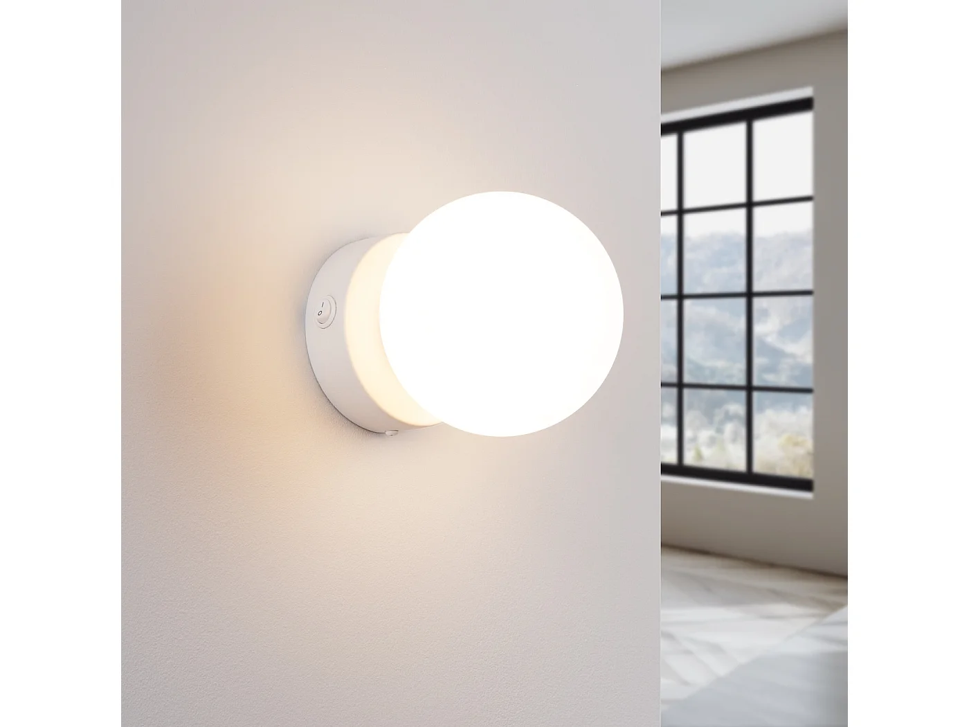 Luminária de parede YOLI moderno, aço/vidro - 1 lichtbronnen - L.12 x H.12 cm - branco