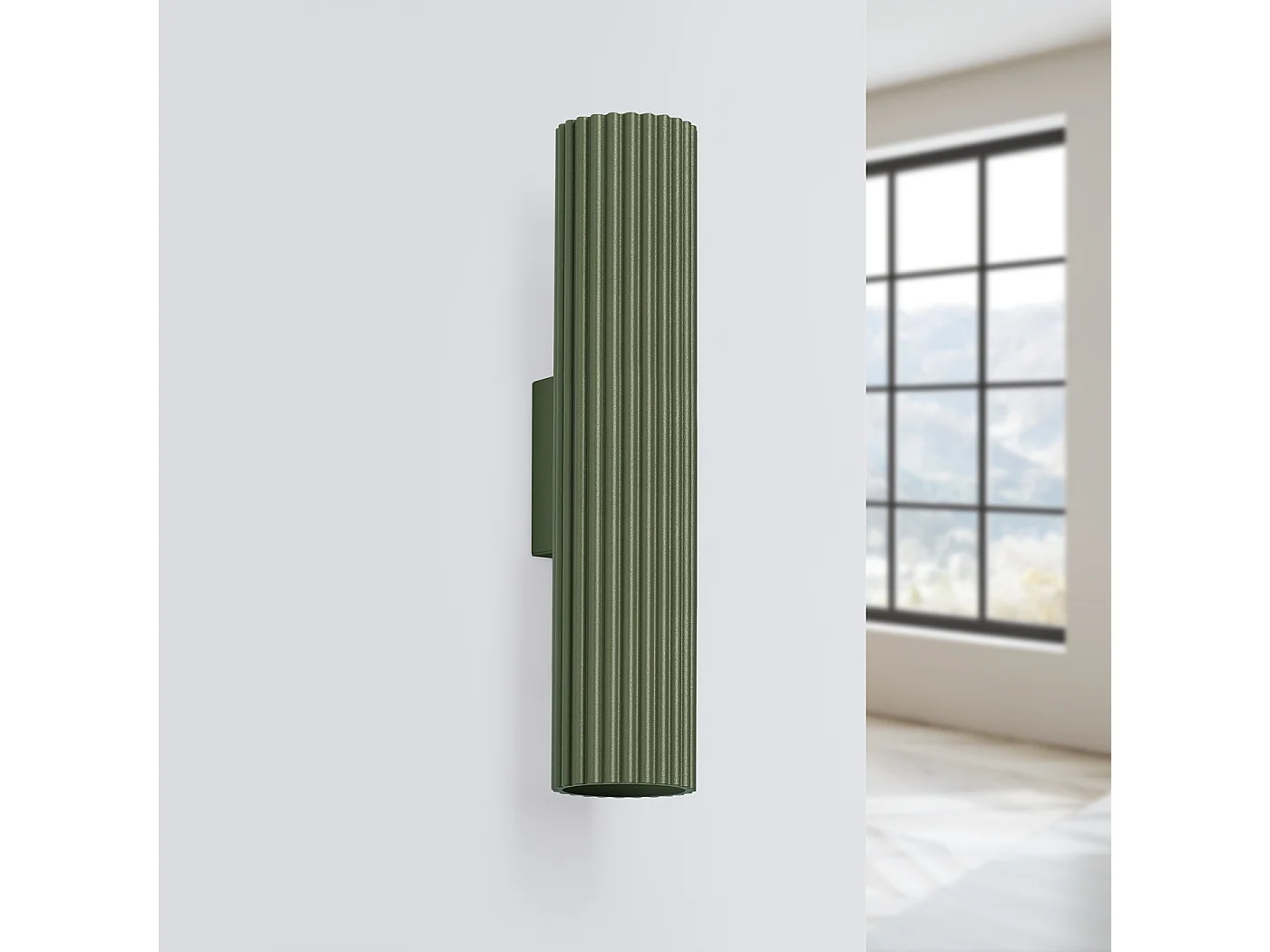 Wandlamp Karbon Minimalistisch Van  - 2 Lichtbronnen - L.6,5 X H.30 Cm - Olijfgroen