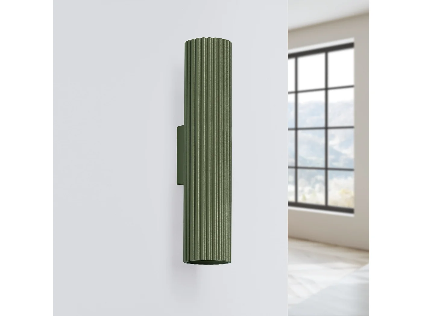 Wandlamp KARBON minimalistisch van  - 2 lichtbronnen - L.6,5 x H.30 cm - olijfgroen