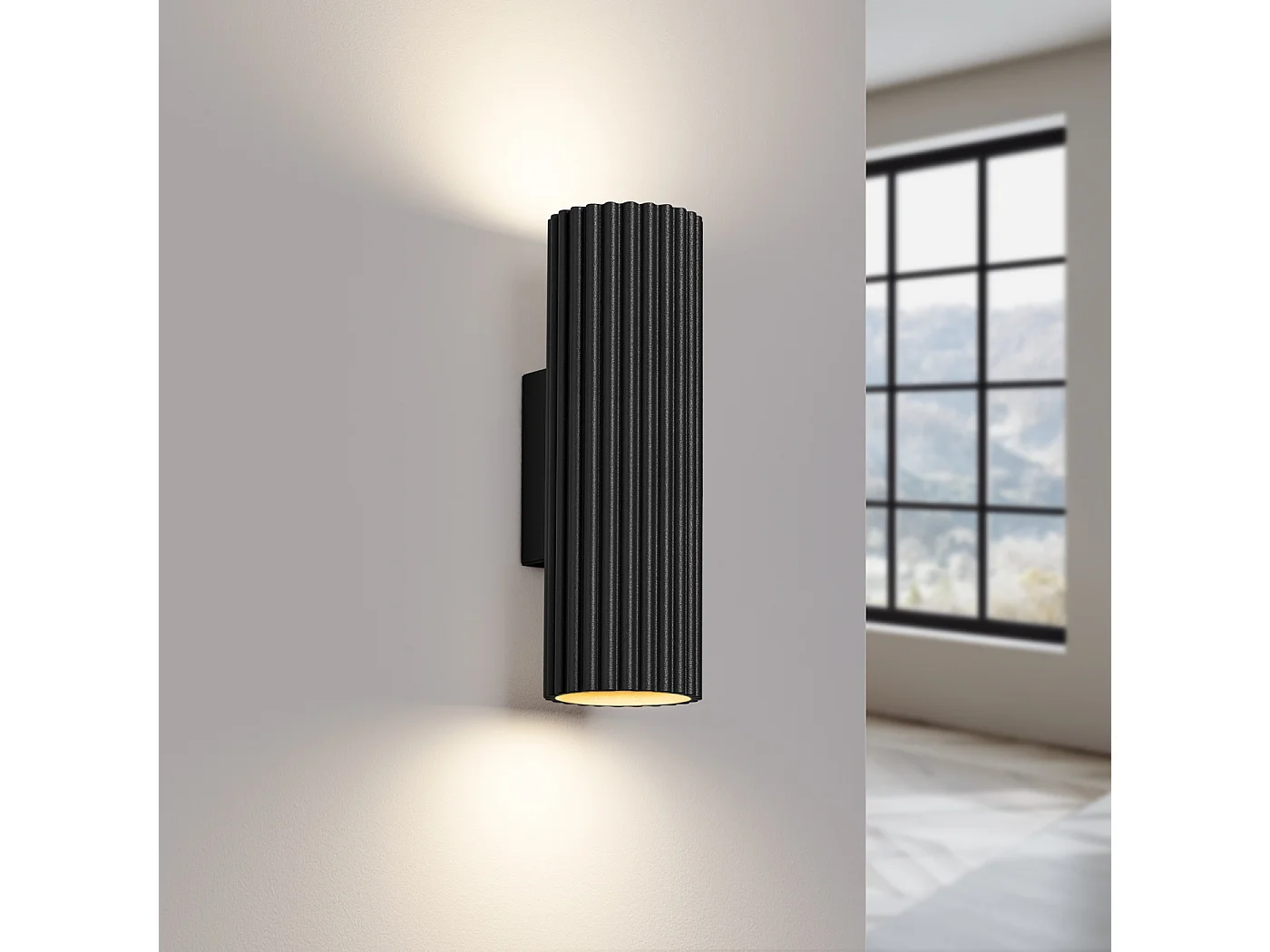 Wandlamp Karbon Minimalistisch Van  - 2 Lichtbronnen - L.6,5 X H.20 Cm - Zwart