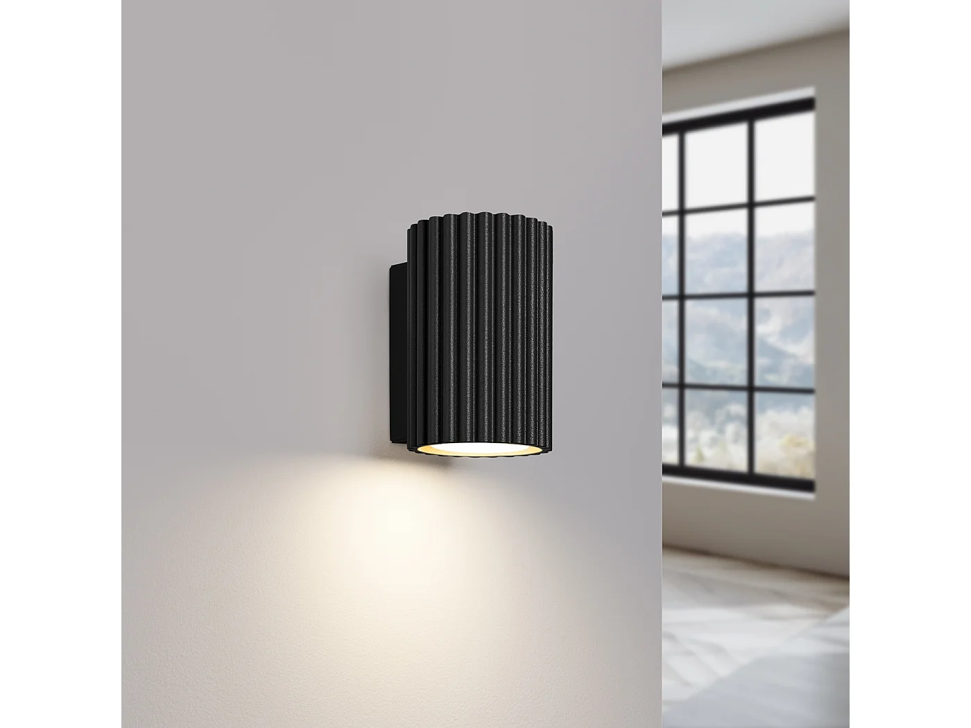 Wandleuchte Karbon Minimalistisch Aus  Aluminium - 1 Lichtquellen - L.6,5 X H. Cm - Schwarz