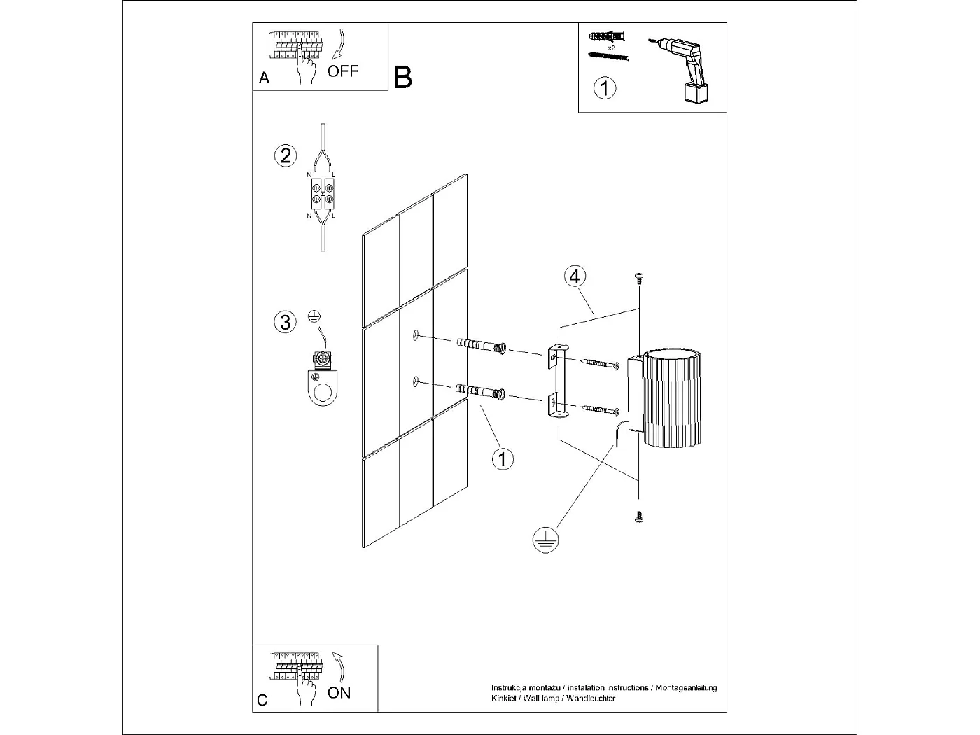 Wandleuchte Karbon Minimalistisch Aus  Aluminium - 1 Lichtquellen - L.6,5 X H. Cm - Schwarz