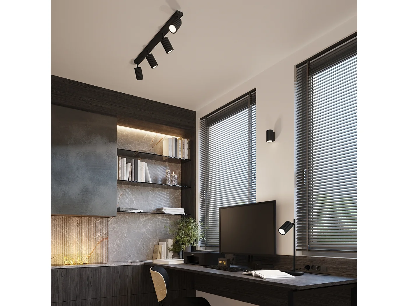 Wandlamp KARBON minimalistisch van  - 1 lichtbronnen - L.6,5 x H.10 cm - zwart