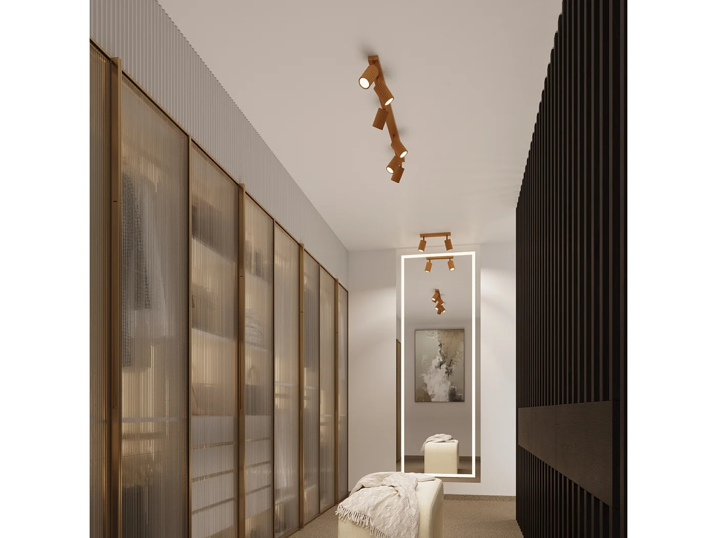 Lámpara De Pared Karbon Minimalista De Aluminio - 1 Fuentes Luminosas - L.8 X A.8 Cm - Dorado