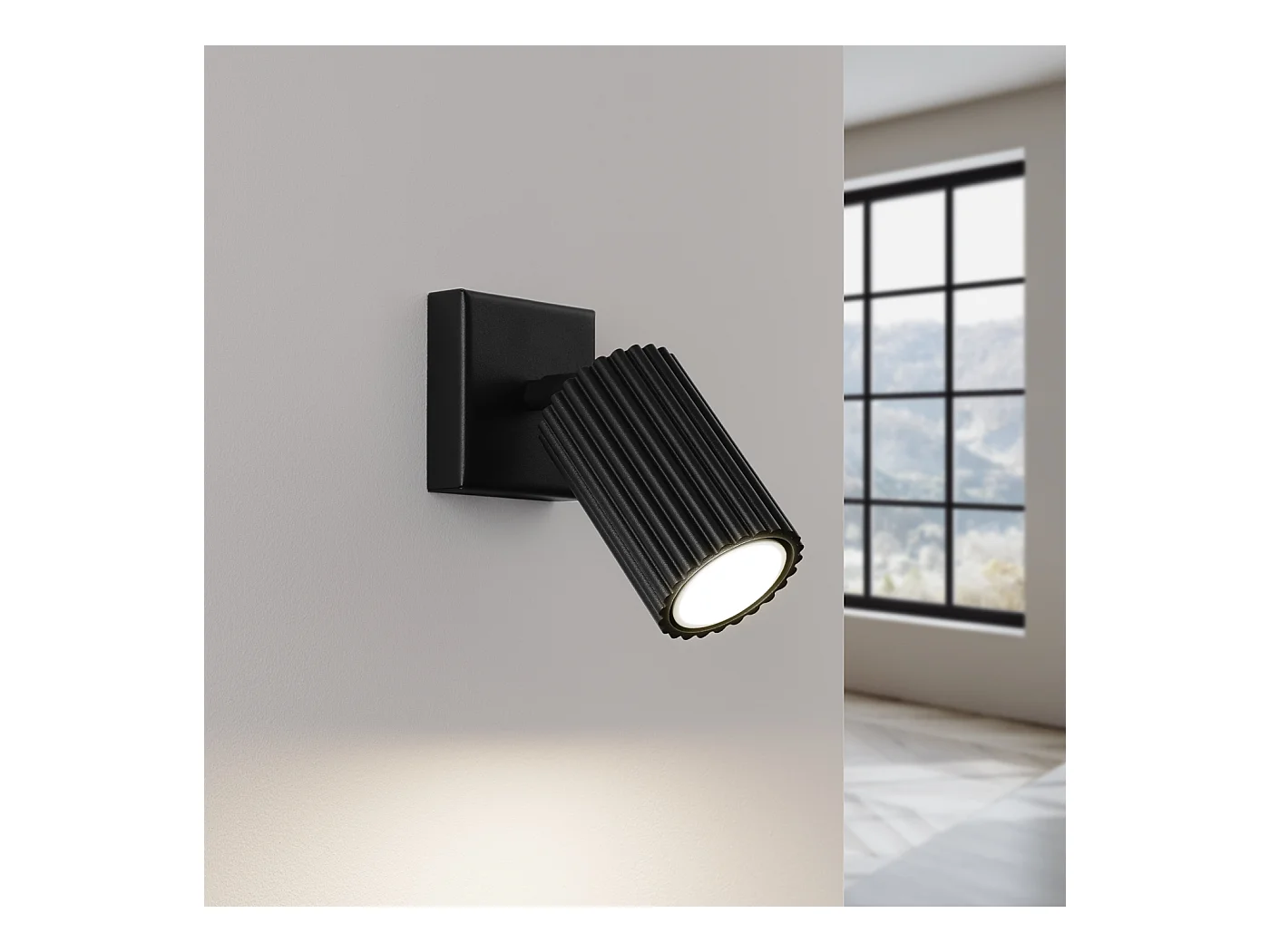 Lámpara De Pared Karbon Minimalista De Aluminio - 1 Fuentes Luminosas - L.8 X A.8 Cm - Negro