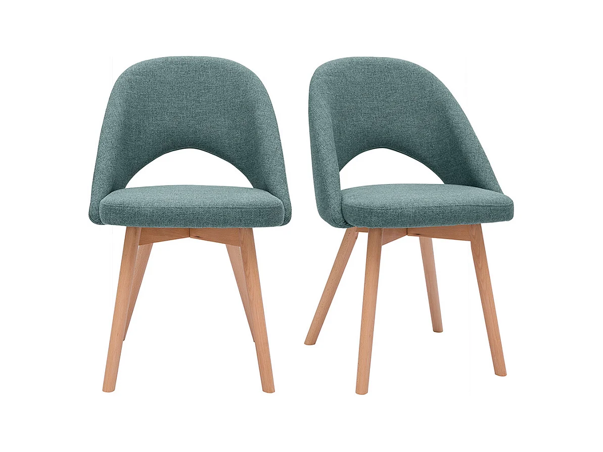 Chaises scandinaves en tissu vert de gris et bois clair (lot de 2) COSETTE