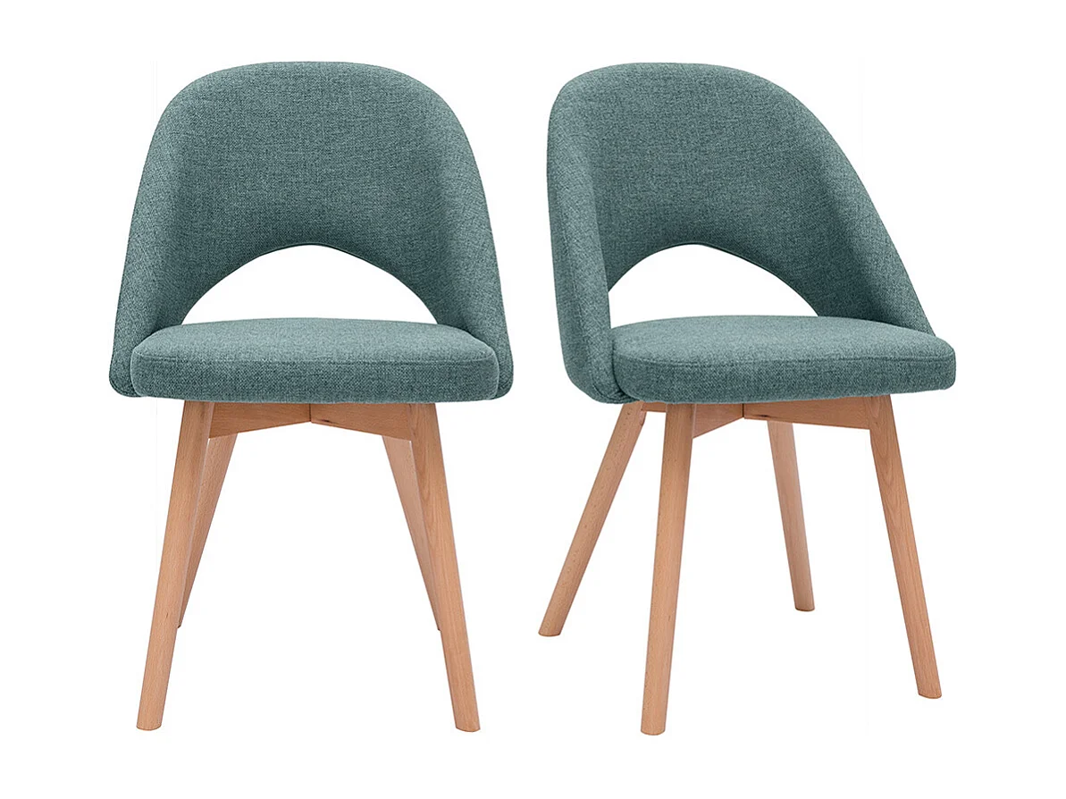 Chaises scandinaves en tissu vert de gris et bois clair (lot de 2) COSETTE