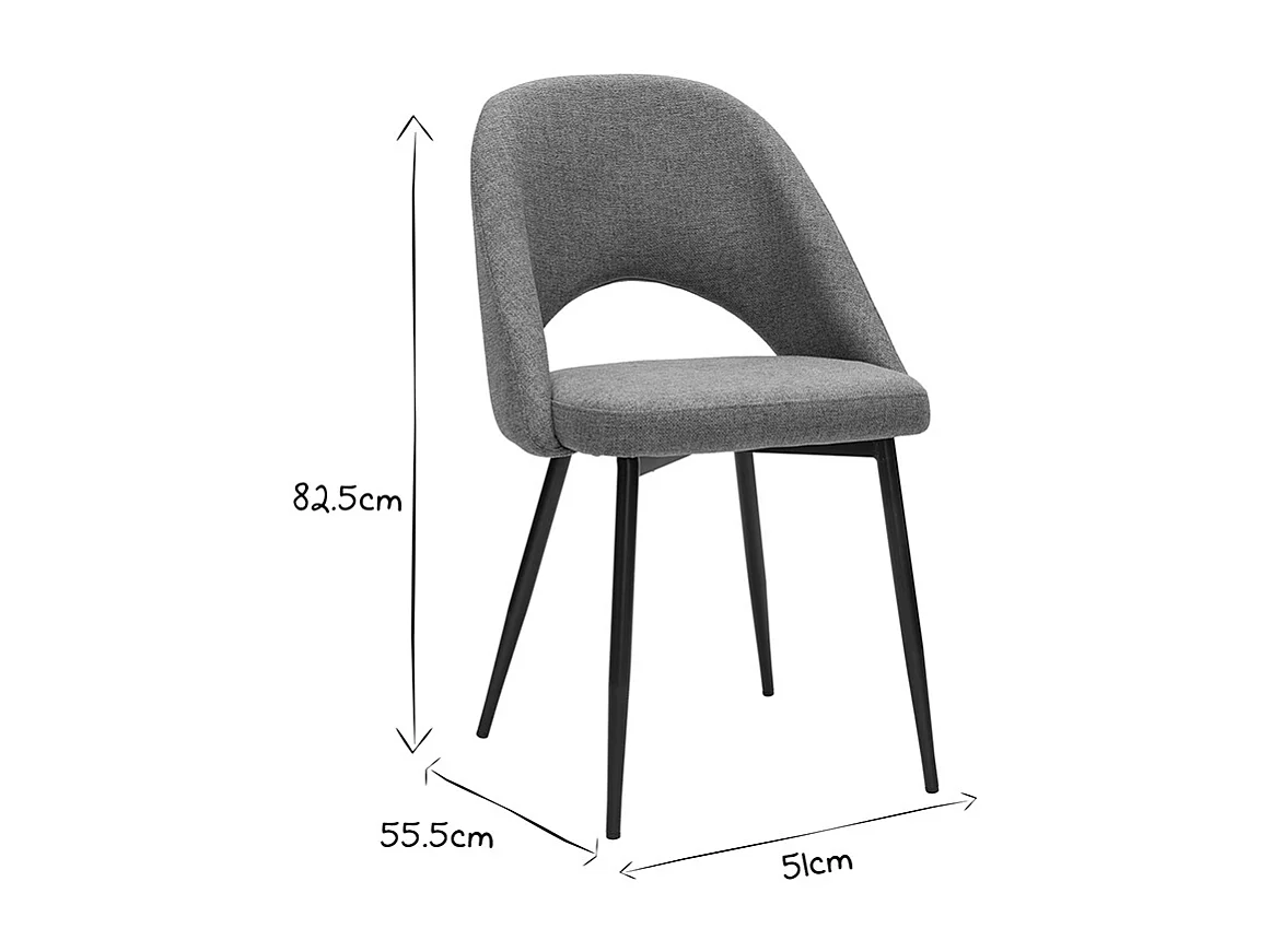 Sedie vintage in tessuto grigio-verde e metallo nero (set di 2) COSETTE