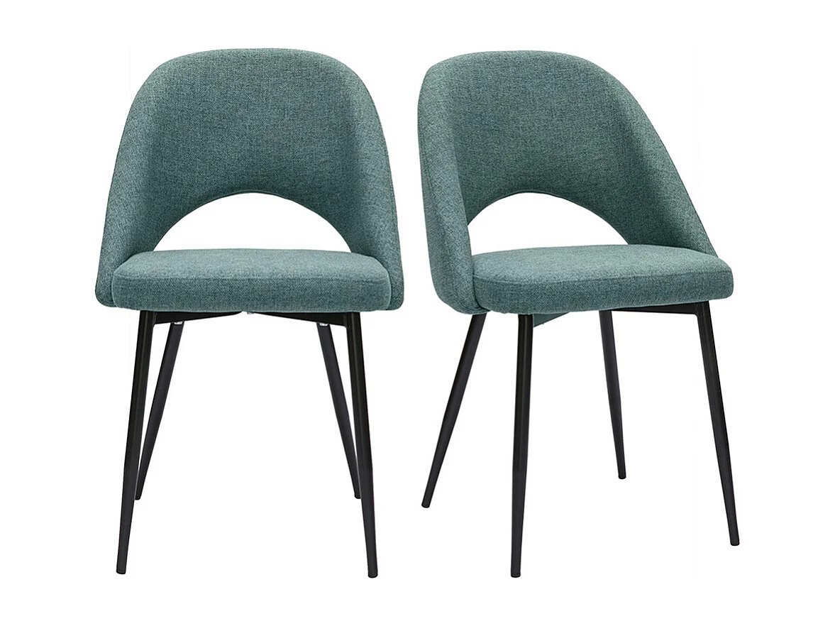 Chaises vintage en tissu vert de gris et métal noir (lot de 2) COSETTE