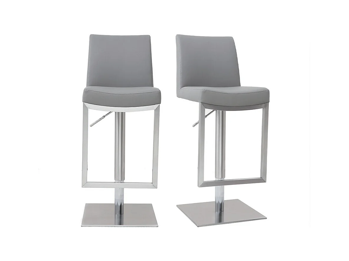 Tabourets de bar relevables gris et acier chromé (lot de 2) KYLE
