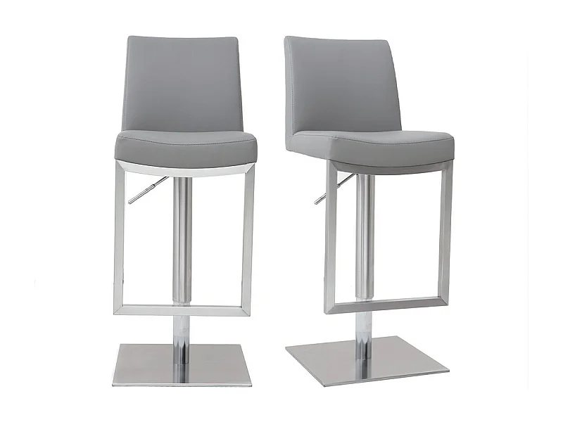 Tabourets de bar relevables gris et acier chromé (lot de 2) KYLE