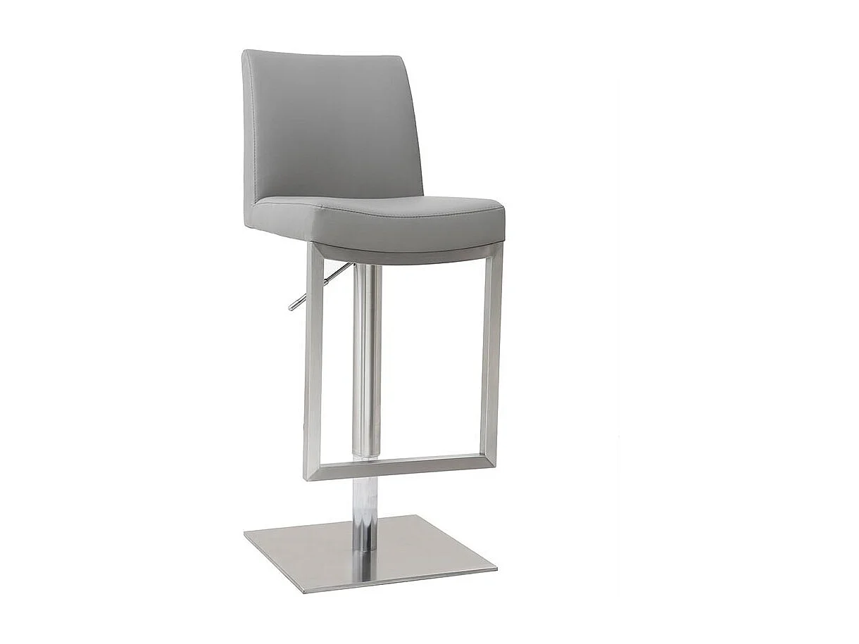 Tabouret de bar relevable gris et acier chromé KYLE