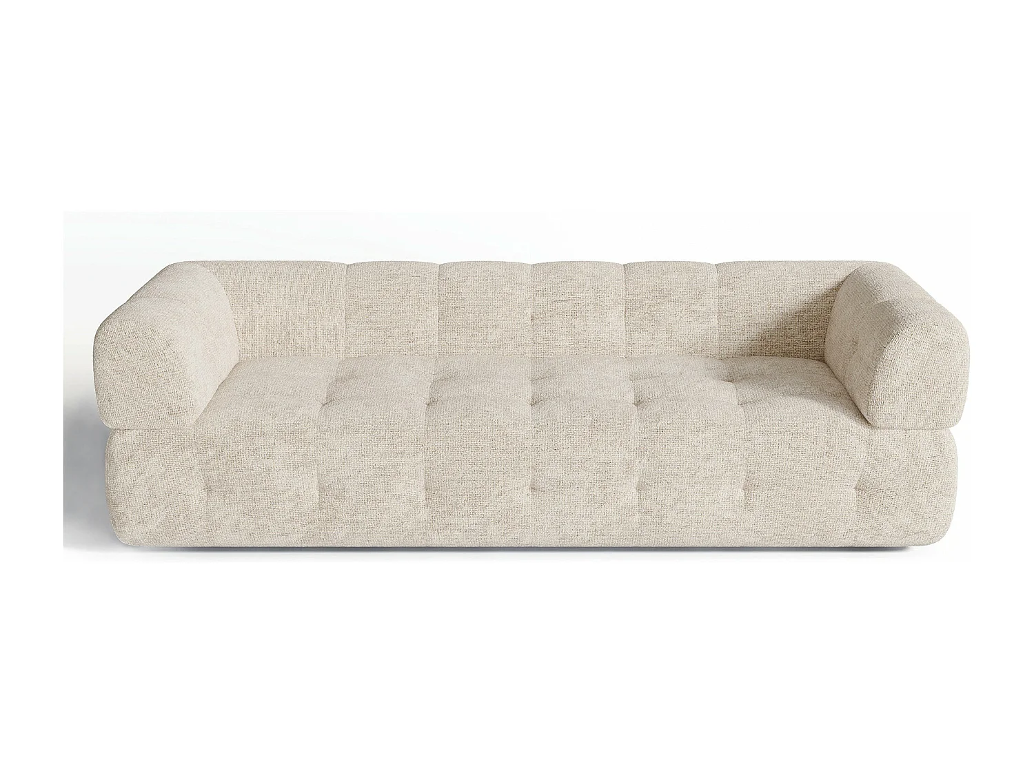 Canapé 3 places velours chenillé crème 230cm CHARLIE