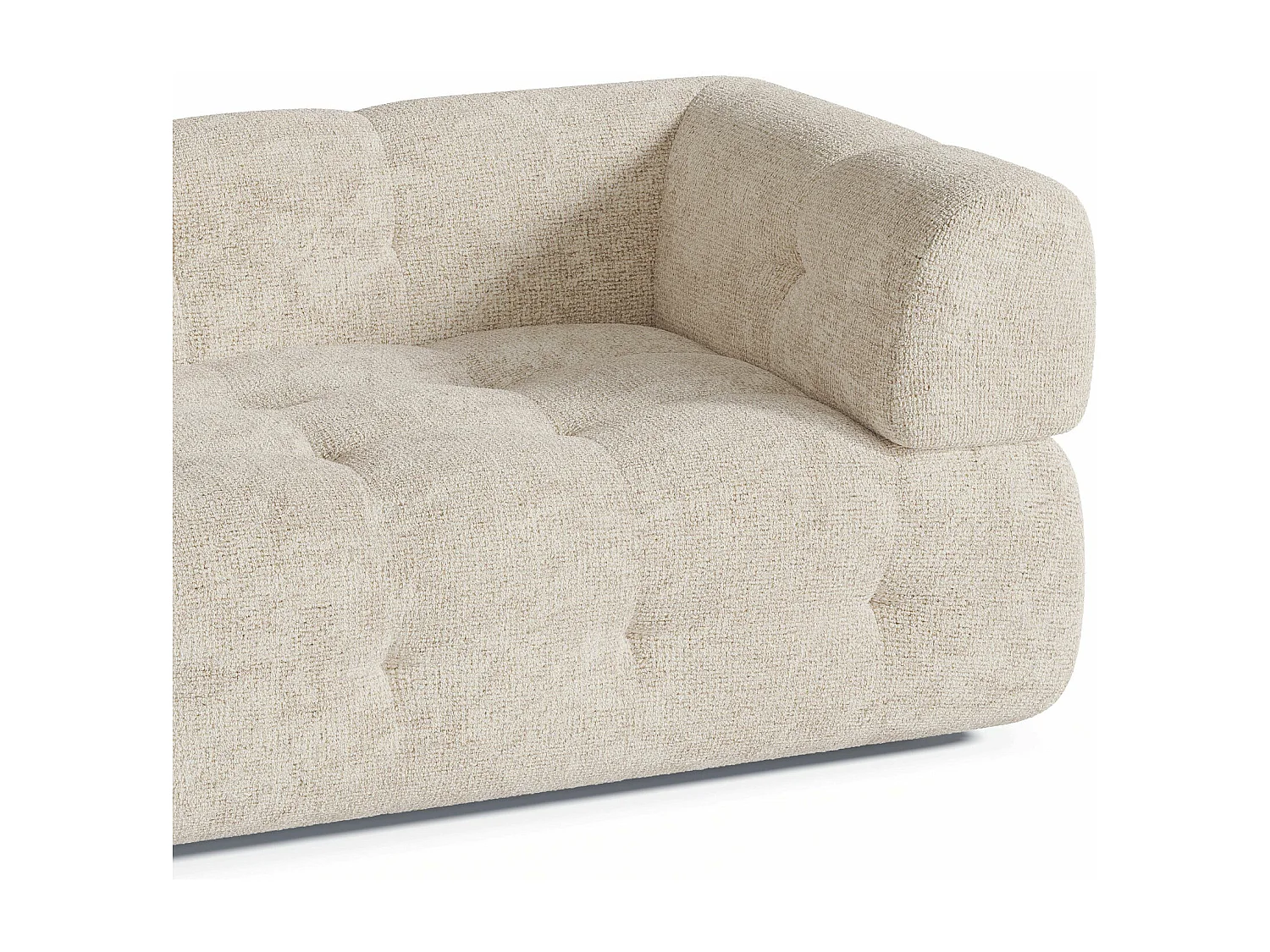 Canapé 3 places velours chenillé crème 230cm CHARLIE