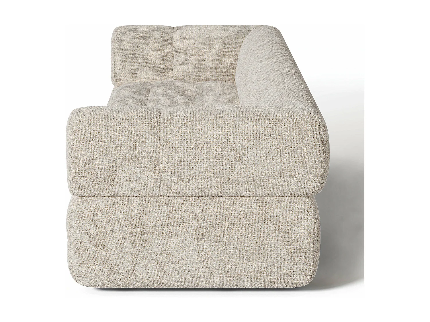 Canapé 3 places velours chenillé crème 230cm CHARLIE