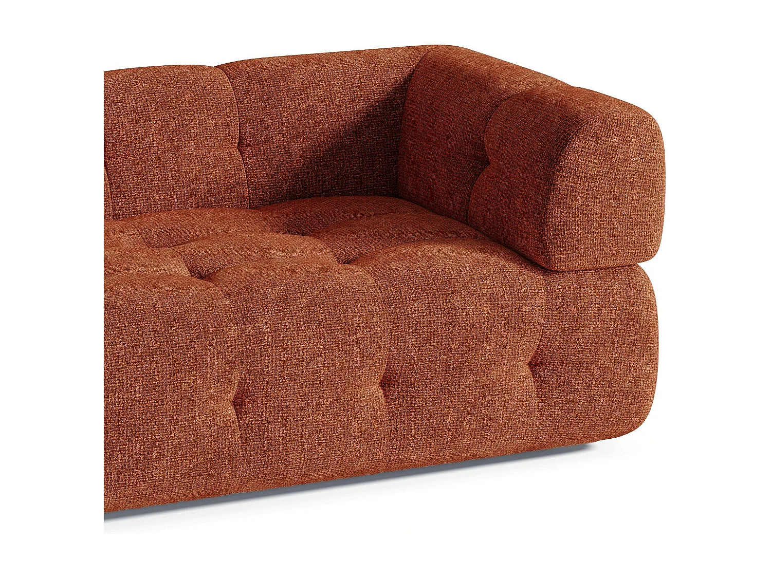 Canapé 3 places velours chenillé terracotta 230cm CHARLIE