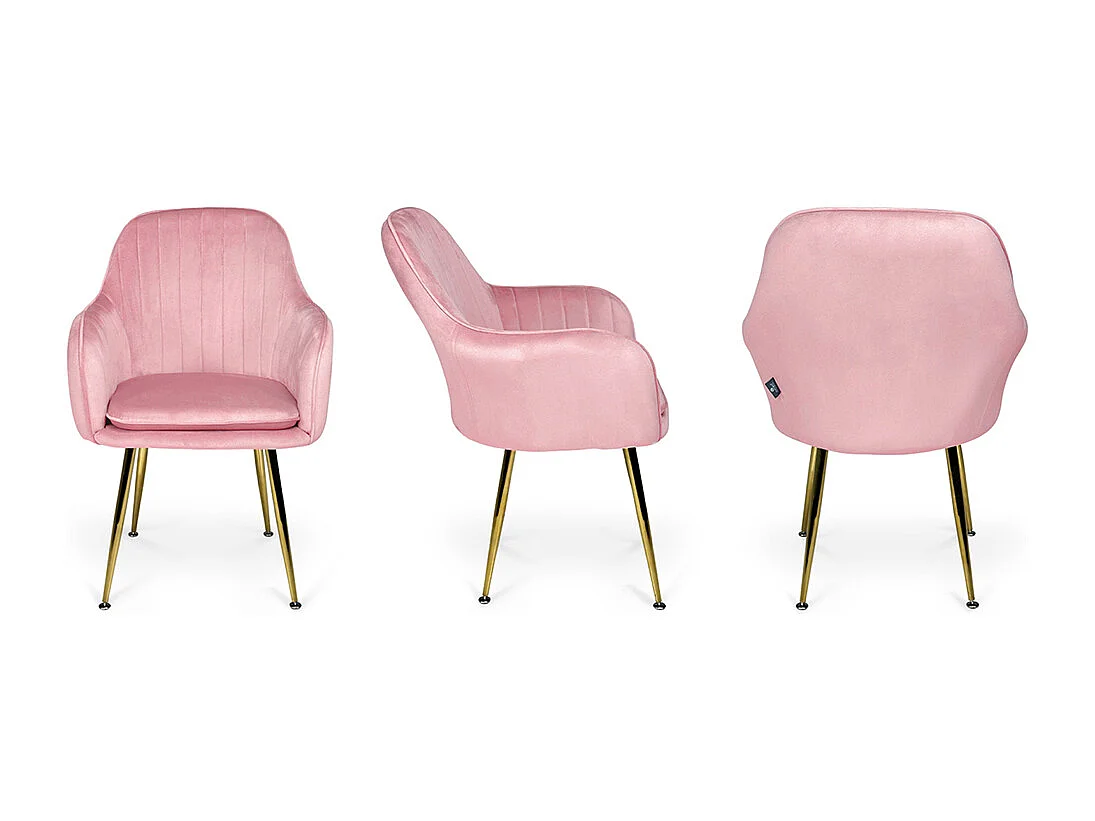 Sedia da pranzo in velluto rosa poltroncina vintage mod. Celine