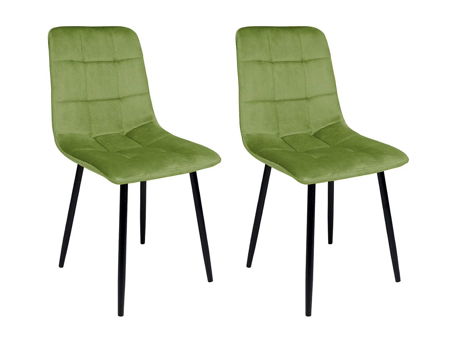 Sedia da pranzo imbottita in velluto verde pistacchio  mod. Karima (2pz.)